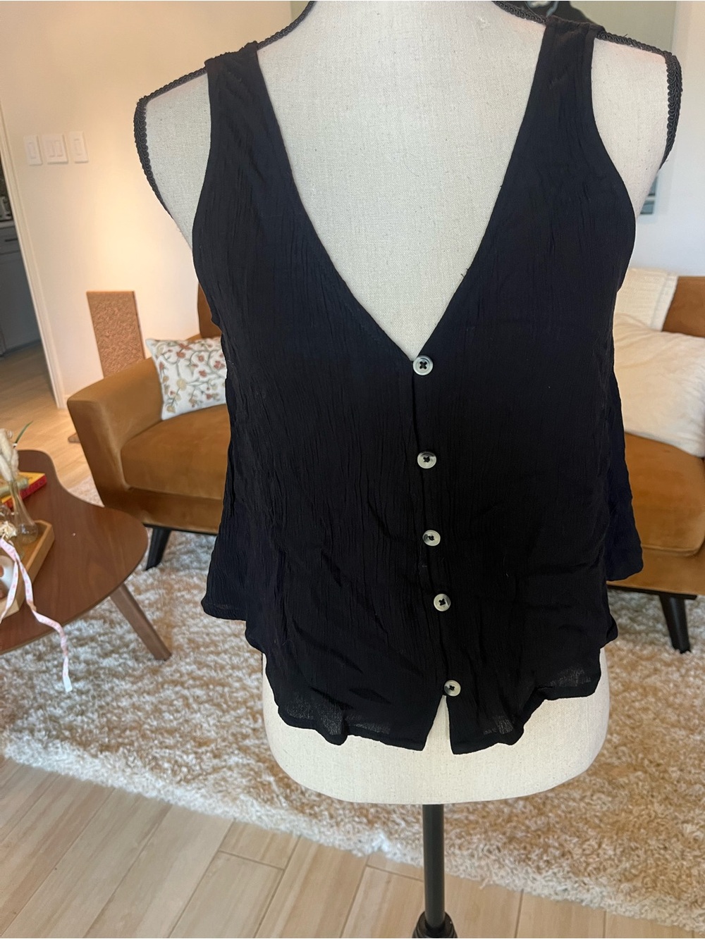 ASOS black button up vest top